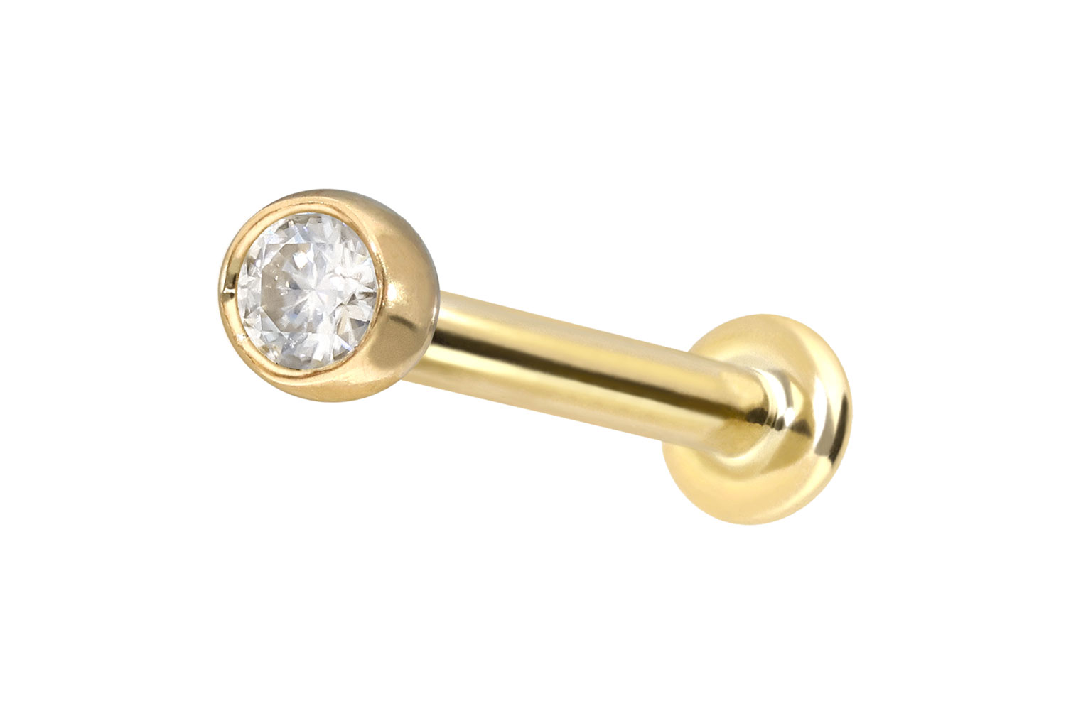 14 Karat Gold Labret Piercing mit Push Fit MOISSANIT